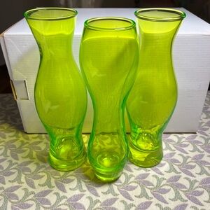 IKEA, Lime Green Clear Glass Vases (3pc), Curvy Shape, POLAND